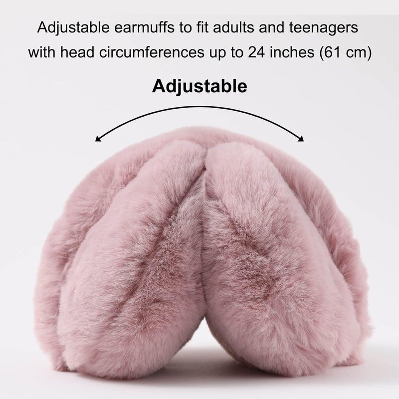 SUNBORRY Store Foldable Ear Muffs for Women, Faux Fur Adjustable Earmuffs for Winter - Image 3